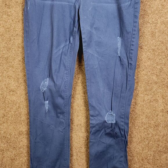Express Women Skinny Ankle Leggings Mid Rise Sz 2 Blue-Gray Distressed Raw - Picture 4 of 12
